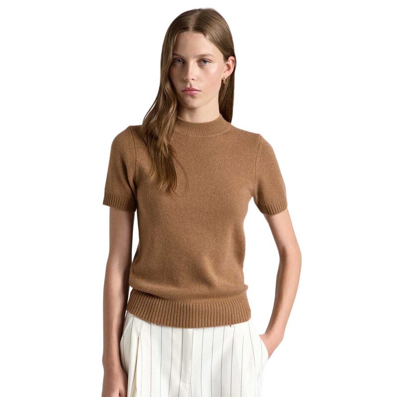 Cue Merino Cashmere Blend Mock Neck Short Sleeve Knit image number 4